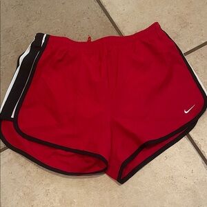 Nike Red Women's Athletic Shorts with Black Trim